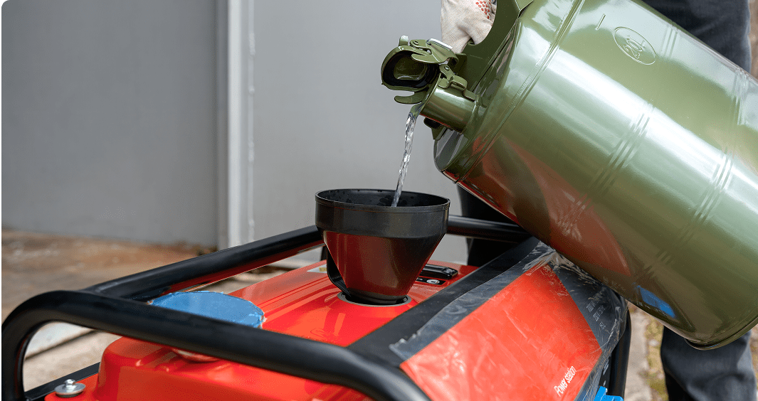Green canister refilling a generator