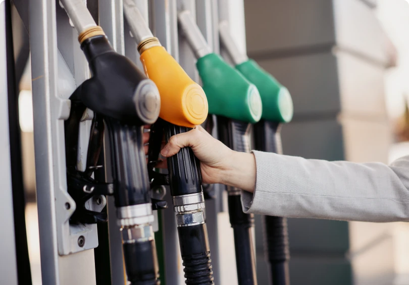 Fuel pump selection at gas station
