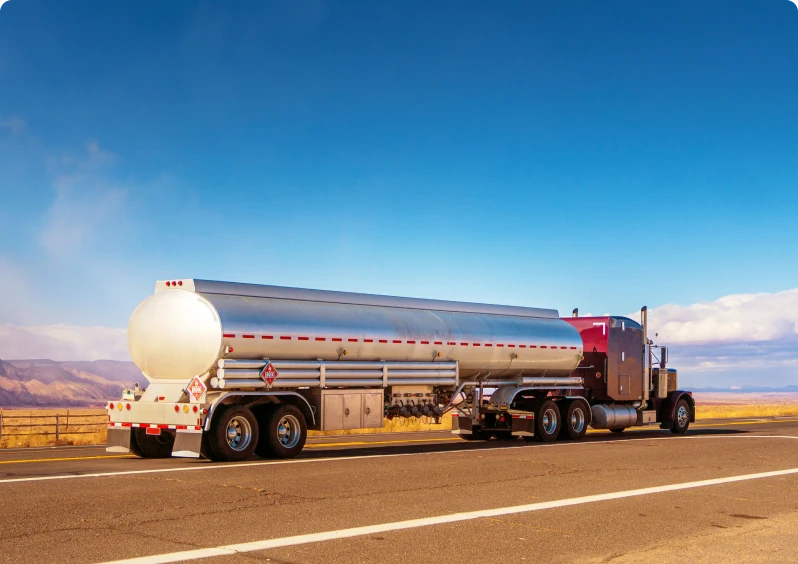 Tanker truck on open highway